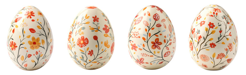 Fototapeta premium Beige Easter eggs, Floral Easter eggs, Vintage egg decor, Pastel spring eggs, Rustic holiday design, Delicate flower pattern, Soft neutral tones