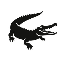 Naklejka premium Bold black crocodile skin silhouette with aggressive pose , cut out