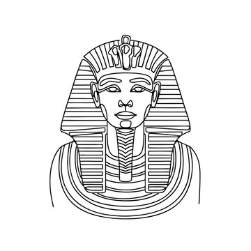 recommend clip art: Ancient Egyptian Pharaoh Line Art Illustration Black and White Vector