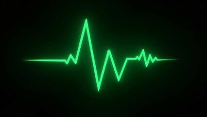 neon green heartbeat pulse icon - dark