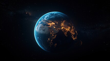 Fototapeta premium Earth at Night, City Lights, Space Background