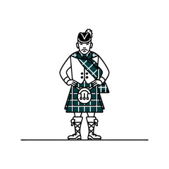 Obraz premium Traditional Scottish Man in Tartan Kilt Vector Illustration for Cultural and Festive Use