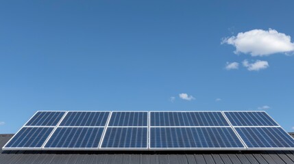 Solar panels on roof, sunny sky, clean energy (2)
