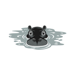 Hippo Eyes Above Water Charming Vector Illustration for Fun Animal Designs