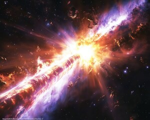 Fototapeta premium gamma-ray burst illuminating the dark sky with intense, multicolored light rays