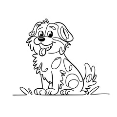 Fototapeta premium Cute Cartoon Dog Drawing Friendly Pet Illustration for Kids and Animal Art Projects