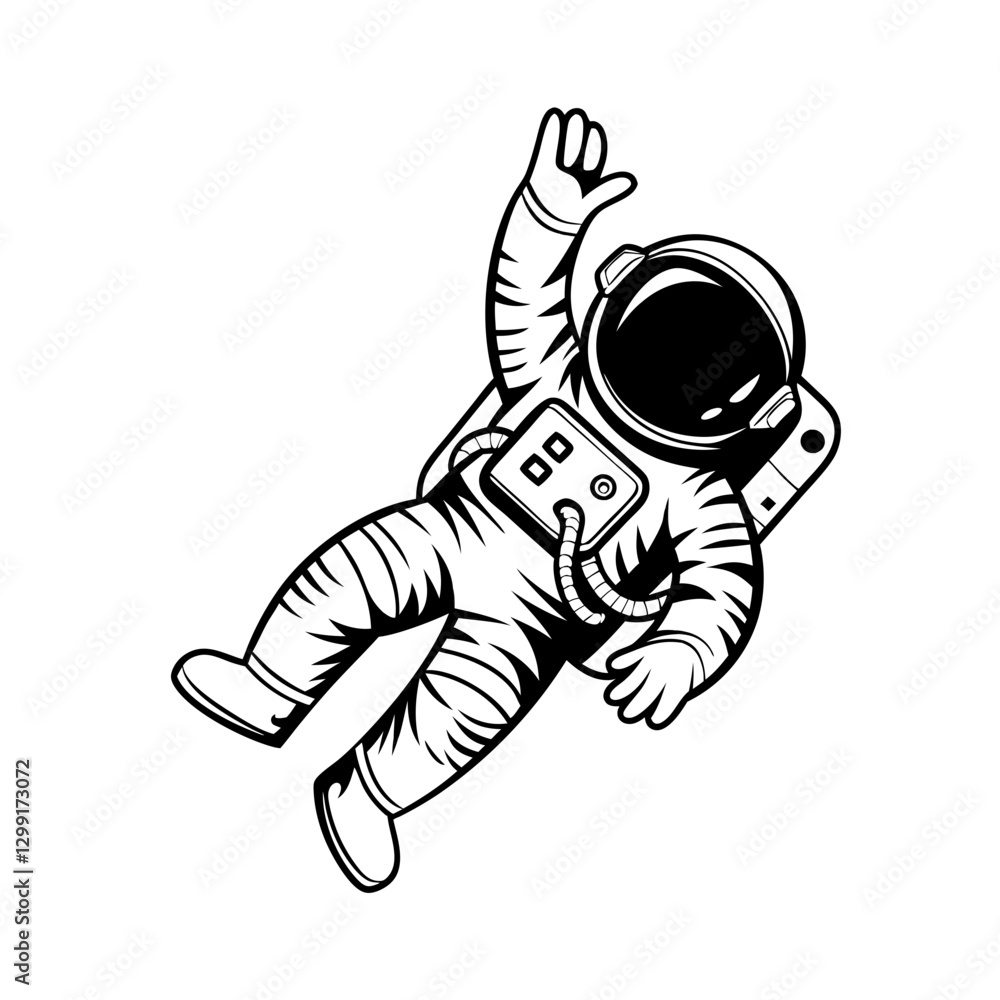Aufkleber vector illustration of floating astronaut in space suit for science and universe themes
