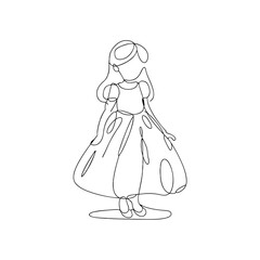 Fototapeta premium Elegant Princess Line Art Minimalist Vector Artwork for Childrens Room Decor