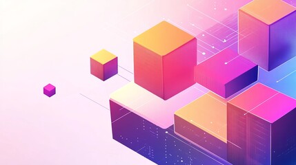 Dynamic abstract cubes in a digital landscape futuristic design colorful visuals modern aesthetics