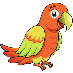 Colorful Cartoon Parrot Illustration for Kids Educational Materials
