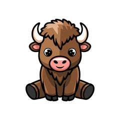 Cute Cartoon Bison Vector Art Perfect for Children's Book Illustrations and Educational Materials