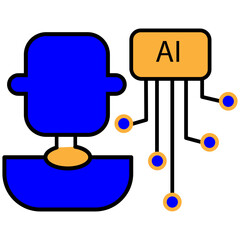 AI Robot Communication Icon – Artificial Intelligence Chatbot and Automated Assistance Concept for Digital Interaction with Transparent Background