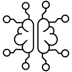 AI Brain Circuit Network Icon – Digital Innovation Technology with Neural Network Concept for Future Solutions with Transparent Background
