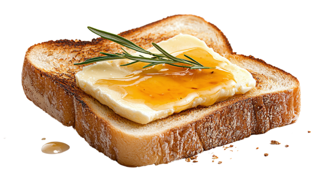 A unique toasted sandwich featuring a piece of bread and generous amounts of butter for a simple yet flavorful delight