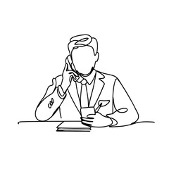 Business Professional Talking on Phone Vector Illustration