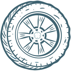 Vector Illustration of Car Tire and Wheel Design for Automotive Concepts