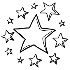 Obraz premium Vector Illustration Starry Night Pattern Black Outline Design