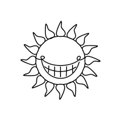 Fototapeta premium Smiling Sun Face Vector Cartoon Sunshine with Playful Expression