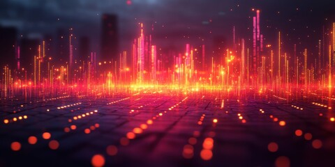 Fototapeta premium Neon Cityscape: A Digital Metropolis at Night