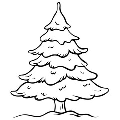 Illustrated Evergreen Christmas Tree Vector Ideal for Holiday Designs