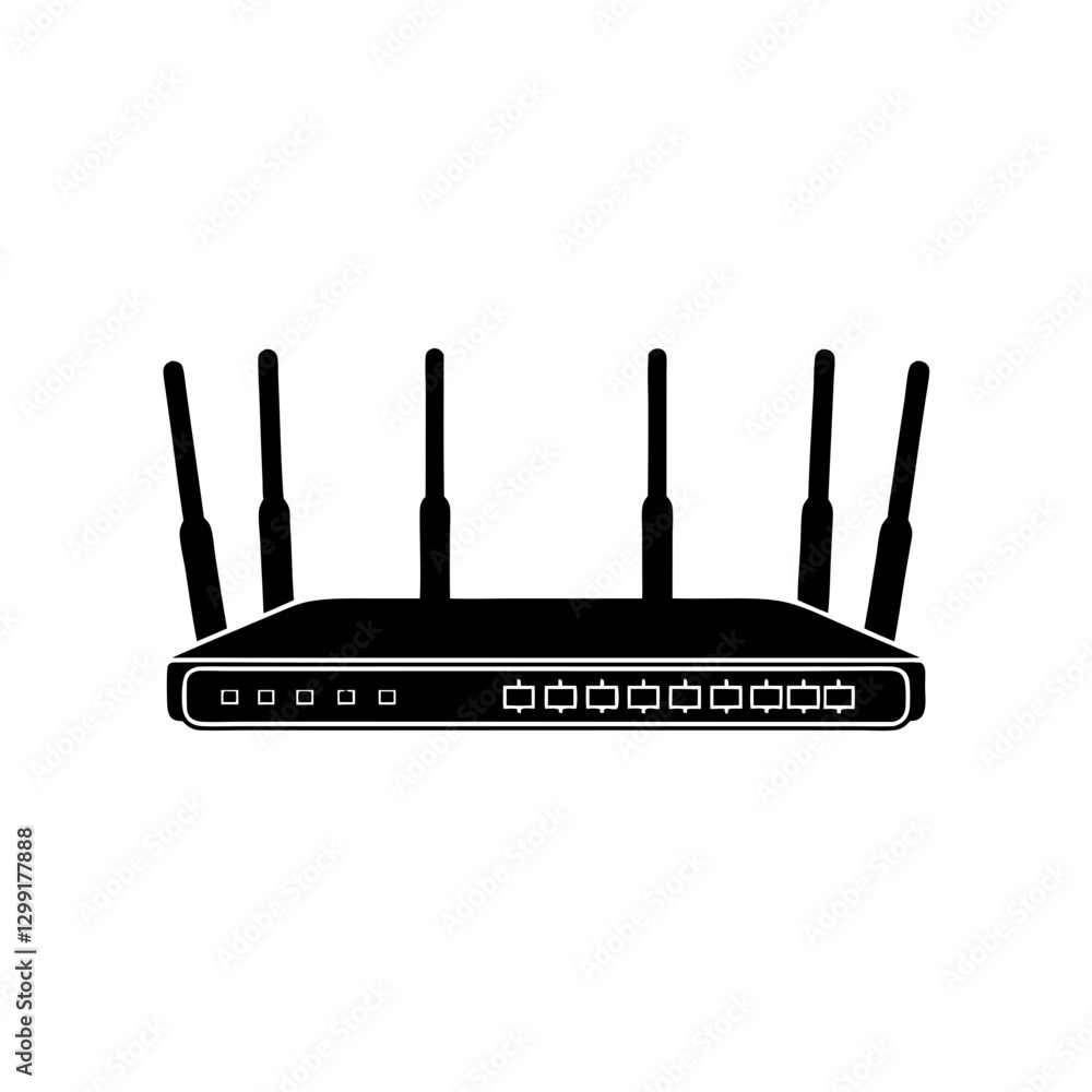 Poster high performance wireless router with multiple antennas vector illustration