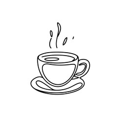 Fototapeta premium Minimalist Coffee Cup Illustration with Steam Simple Vector Art Beverage Design