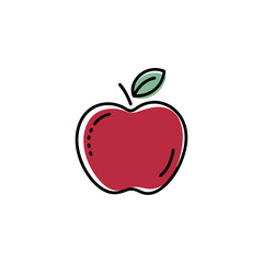 Fototapeta premium Colorful Red Apple Vector Illustration with Leaf for Healthy Food and Nutrition Designs