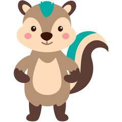 Obraz premium Cute Cartoon Squirrel Character Vector Illustration for Kids and Educational Material