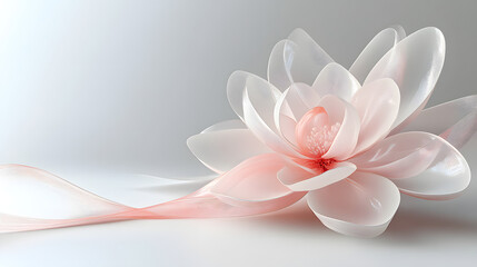 Fototapeta premium A flower with petals made of glass, light pink and white 