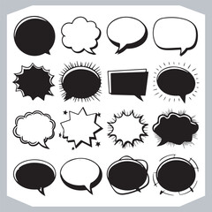 Hand Drawn Speech Bubble Collection Creative Outline Doodle Pack
