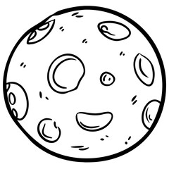 Fototapeta premium Simple Black and White Moon Craters Vector Illustration for Space Designs