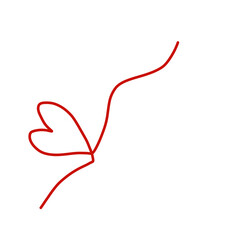 Hand-drawn Red love heart with continuous line art