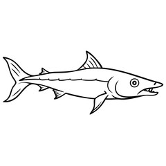 Obraz premium Vector Illustration of Barracuda Fish with Sharp Teeth for Marine Life Education
