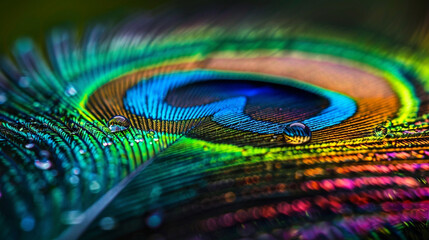 Fototapeta premium A close up view of a vibrant peacock feather.