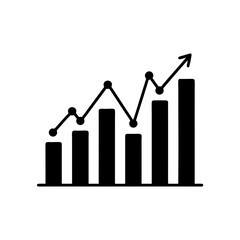 Business Growth Bar Graph with Arrow Symbolizing Increasing Trends