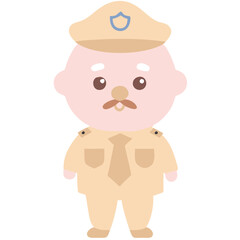 Obraz premium Cute Cartoon Police Officer Vector Illustration for Kids and Educational Materials