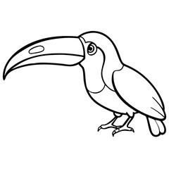 Obraz premium Outline Vector Illustration of Toucan Bird with Large Beak for Educational and Art Projects