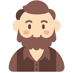 Bearded Man Cartoon Avatar Flat Style Illustration for Apps and Social Media