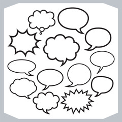 Fototapeta premium Hand Drawn Speech Bubble Collection Creative Outline Doodle Pack