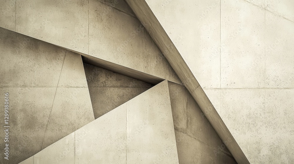 Poster modern architectural design featuring angular concrete shapes and textured surfaces at an urban loca