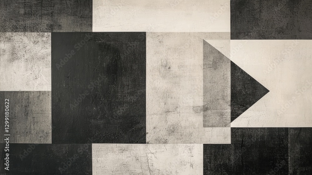 Aufkleber abstract composition featuring geometric shapes and monochromatic tones with play of light and shado
