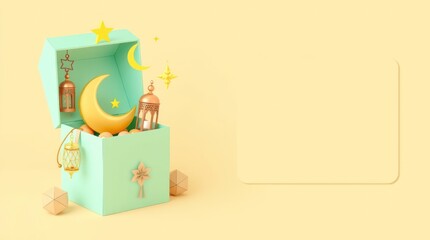 Ramadan Gift Box 3d Render Festive Islamic Celebration