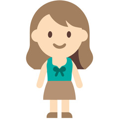 Cute Cartoon Girl Character in Casual Outfit Smiling Vector Illustration for Kids Designs