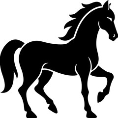 Elegant Black Silhouette of Horse in Motion Vector Art Design