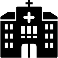 Obraz premium Hospital Building Vector with Medical Cross Symbol for Healthcare and Emergency Services