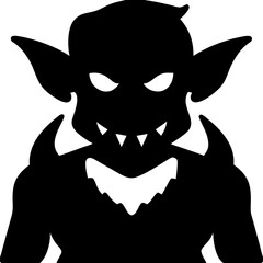 Fierce Goblin Silhouette Spooky Vector Art for Fantasy Designs