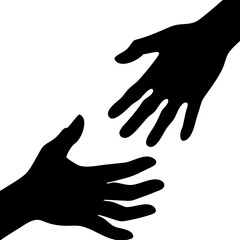 Helping Hands Silhouette Reaching for Support and Connection