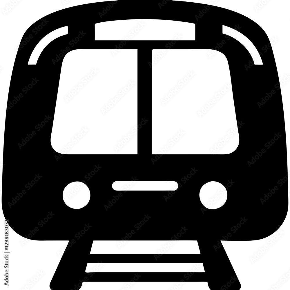 Poster train front view vector for transportation apps and public transit design
