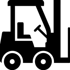 Obraz premium Vector Illustration of Black Forklift Silhouette for Logistics and Warehouse Design