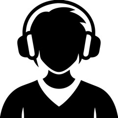 Silhouette of Person Wearing Headphones for Music Listening and Audio Content